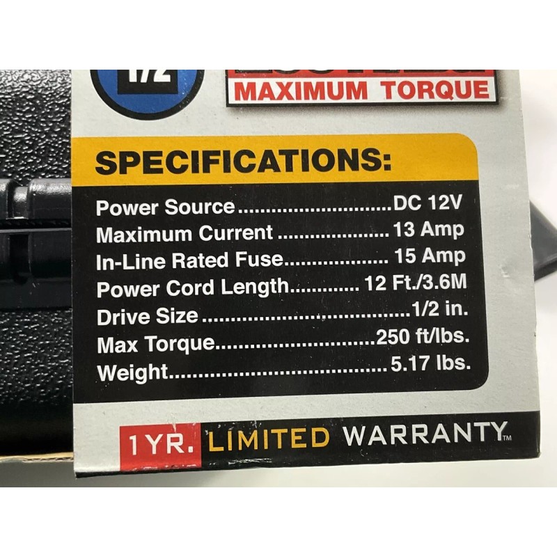 Performance Tool W50099 12V DC 1/2" Drive Impact Wrench -