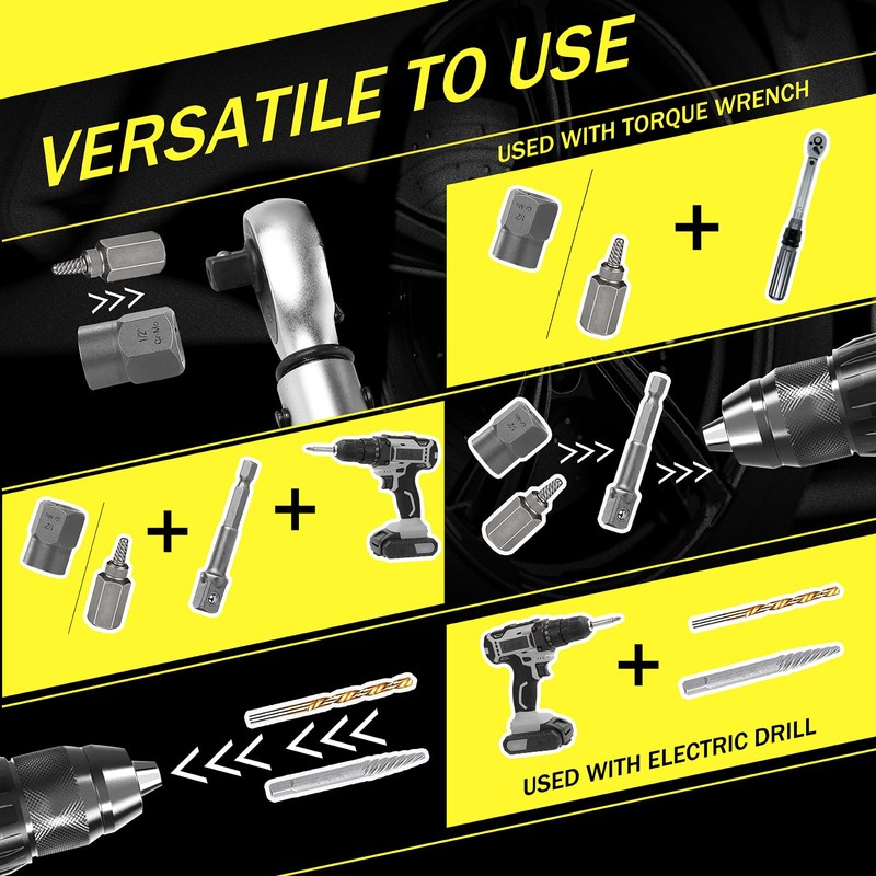 53Pcs Easy Out Screw Extractor Set with Left Hand Drill