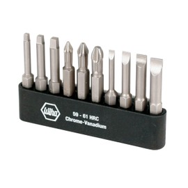 WIHA 74988 Slotted Phillips and Square Power Bit Set with Holder, 10-Piece