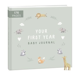 mintkind First Year Baby Journal - 176 Page Memory Book to Document Baby Milestones - Sage Green Hardcover - Gender Neutral Photo Album - Thoughtful Gift for Birth or Baby Shower