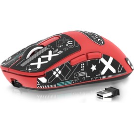 ATTACK SHARK X3 - mouse inalámbrico para juegos, 49 g, Bluetooth/2.4G/USB-C, ergonómico para computadora, sensor PAW3395 26K DPI, duración de la batería de 200 horas, cinta de agarre de botones