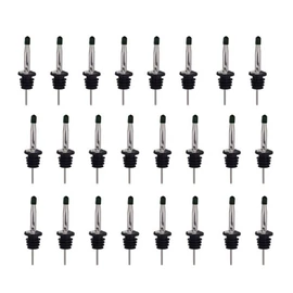 24pcs Stainless Steel Bottle Pourers with Black Plastic Cover Conical Design Rust Protection Liquor Pour Spout for Bar