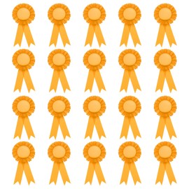 PATIKIL Blank Award Ribbon, 20 Pcs Prize Ribbon Award Medal Winner Ribbon Recognition Participation Ribbon for Competition, Sport Event and Party, Wedding, Yellow