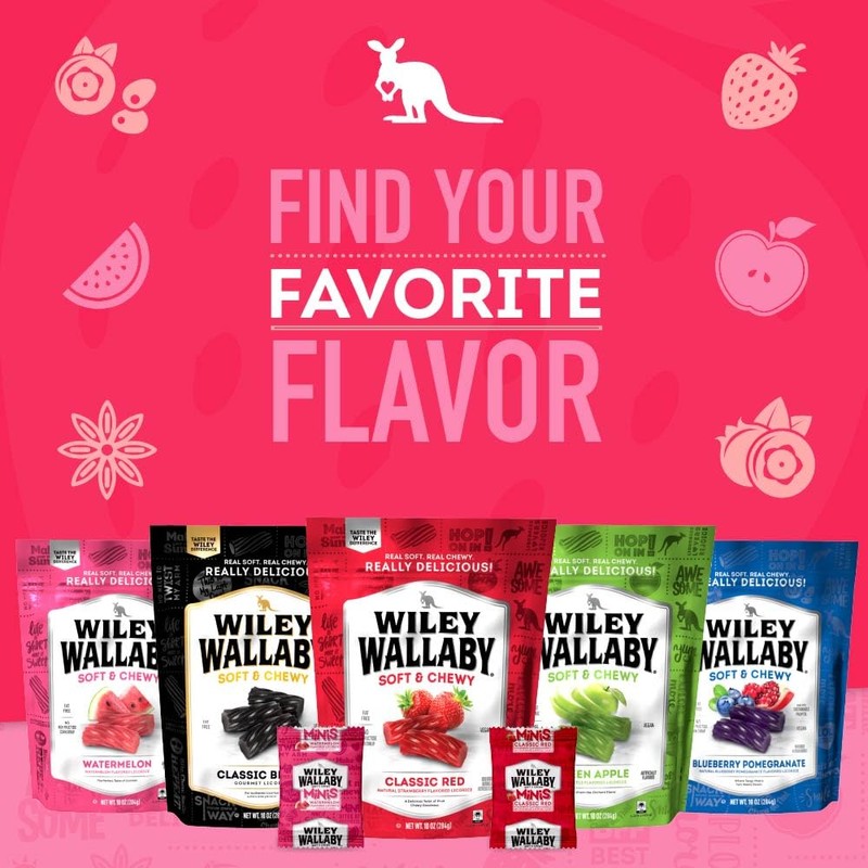 Wiley Wallaby Mini Licorice Bites 0.5 Ounce Classic Gourmet Soft