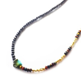 COMODO VIENTO Men's Black Spinel Necklace, Turquoise, Tiger Eye, Half Type, Magnetic