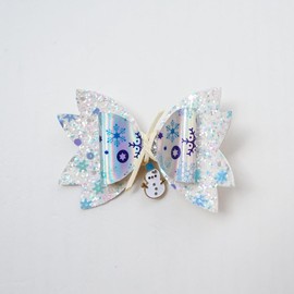 Goblfu Fashion Hair Clips Set, Cute Hair Barrettes Bobby Pins, Fancy Hairpin Accessories Headwear Styling Tools, Gifts for Women Decorative Wedding (Snowflake Glitter Bow 5 in 1)