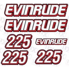 Evinrude 225 HP Outboard Motor Decal Kit