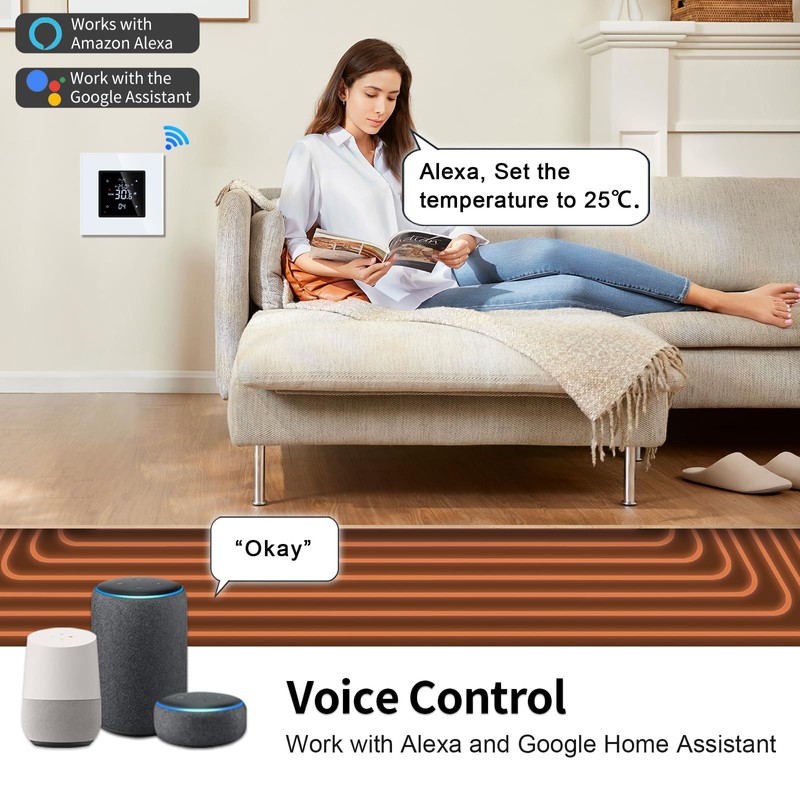 JIMEIDA Smart Thermostat Heating White Floor Heating Chamber with Alexa
