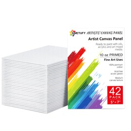 42 Pack 5x7 Inch Canvases for Painting,10 oz Double Primed Acid-Free 100% Cotton Canvas Panels,Blank Flat Canvas Board for Acrylics Oil Watercolor Paints