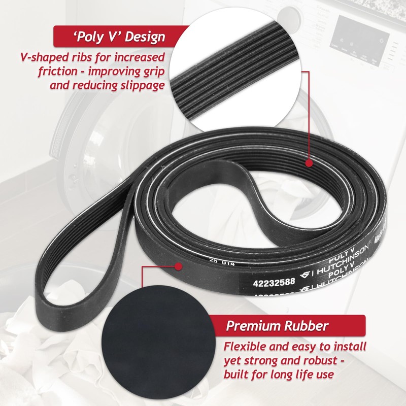 SPARES2GO Poly-V Drive Belt for Bush BCGBTD8HP TD7CNBCW Tumble Dryer