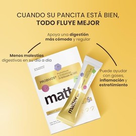 Matter Probivos Kids, Probioticos y Prebioticos con 6 Cepas Certificadas, L-Glutamina USP e Inulina de Agave Orgánica, Apoya la Microbiota y Bienestar