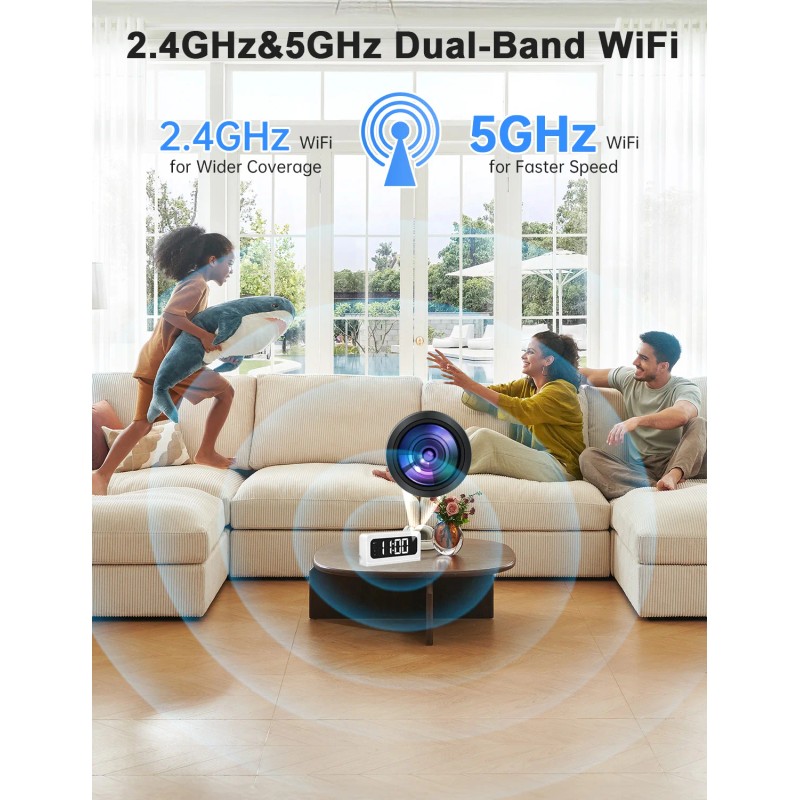 Smart Clock Camera,5G&2.4G WiFi Security Camera Indoor,2K Cameras for Home