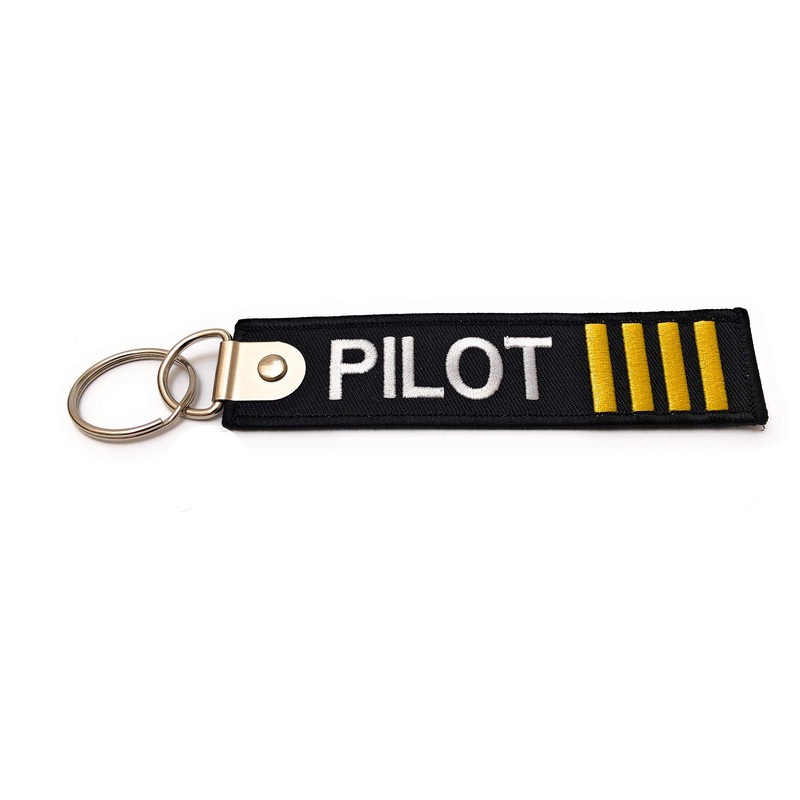 Premium Embroidered Pilot Luggage Tag - 4 Gold Stripes -