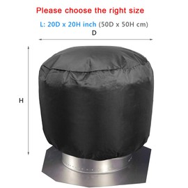 Turbine Vent Cover, Luxiv Black Roof Ventilator Insulation Waterproof Turbine Roof Cover 420D Oxford Cloth Ventilator Vent Protection (20D x 20W)