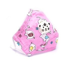 Kids Children Premium Cotton Reusable Washable Mask with Breather Valve & Filter Pocket (PINK)