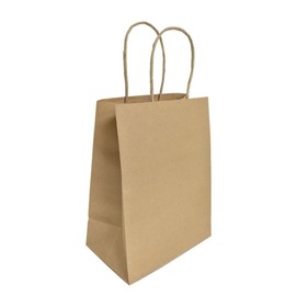 8" x 4.75" x 10.5" Brown Kraft Handled Grocery Bag - 250 case