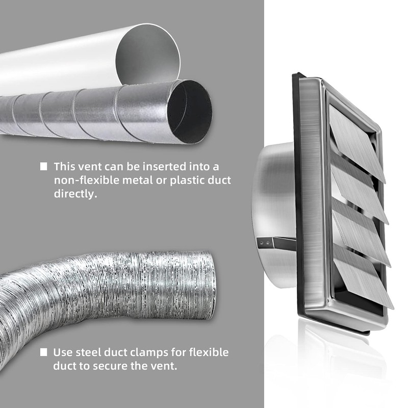 FRESH SPEED 6-Inch Stainless Steel Dryer Vent Cover Outdoor- Air
