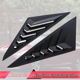 MUXEE 2Pcs Rear Side Window Louvers Air Vent Scoop Shades Cover Blinds Trim for Hyundai Sonata 2011 2012 2013 2014 - ABS Bright Black Sport Interior Accessories
