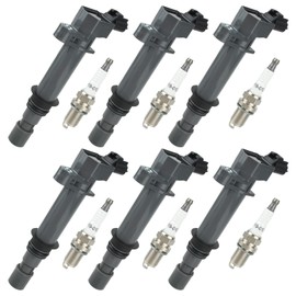 AUTOKAY Ignition Coil UF270 & Spark Plug 4504 PK20TT Set of 6 for Jeep Commander Grand Cherokee Liberty 3.7L for Dodge Dakota Durango Nitro Ram 1500 UF297