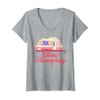 Womens Gone Glamping Nature Camping Trip Campfire Glamper V-Neck T-Shirt