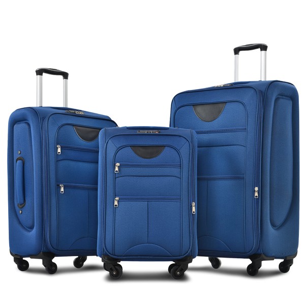 Merax Softside Luggage Set Softshell Lightweight 3 Piece Spinner Suitcase