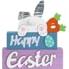Easter Decorations, MEETYAMOR 3-Layered Easter Bunny with Carrots Farmhouse Wood Block Easter Decor, Happy Easter Sign Easter Egg Design Easter Decorations Indoor for Home, Living Room, Tables, Mantel