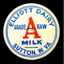 ELLIOTT  DAIRY - GRADE A RAW. - SUTTON, WV. - MILK BOTTLE CAP - 42mm