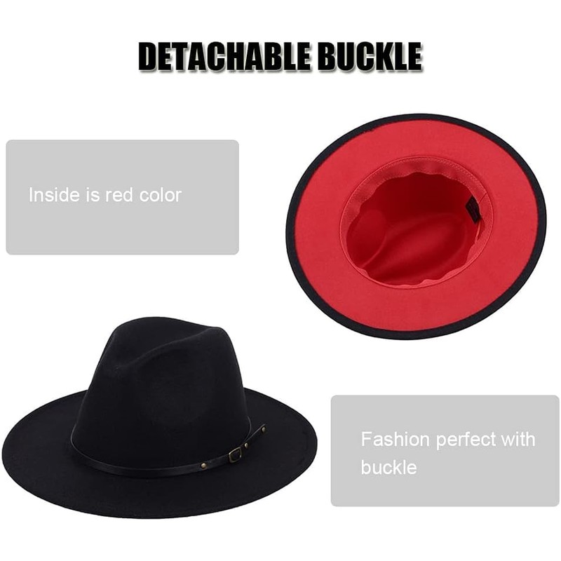 bamboopack Classic Fedora Hat Two Tone Wide Brim Flat Top