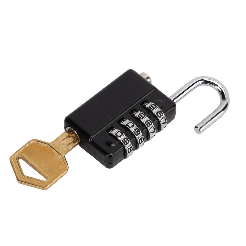 Gym Bag Locker Padlock 4 Digit Combination Zinc Alloy Black