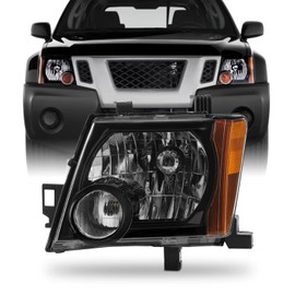 AKKON - Fit 2005-2015 Nissan Xterra 05-15 OE Style Halogen Type Headlight Headlamp Assembly Black Housing Left Driver Side Direct Replacement