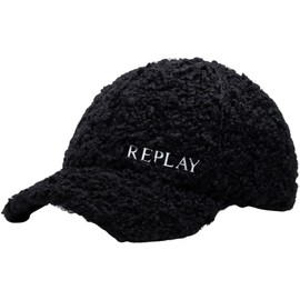 Replay Women's Cap with Teddy Fur, 0098 BLACK