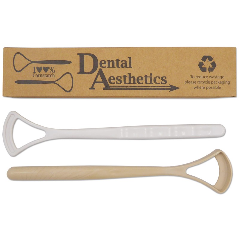 2 Bamboo Toothbrushes with 2 Cornstarch Tongue Scrapers - Eco-Friendly