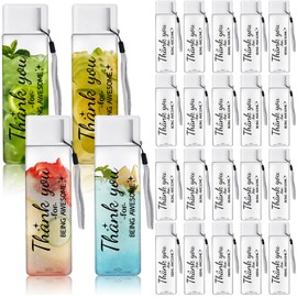 KDXBQ 24 Pcs Thank You Water Bottles Bulk 500 ml Employee Appreciation Gifts Plastic Water Bottle Reusable Cup Inspirational Thank You Gifts for Teacher Nurse Coworker Employees TeamStaff (White)