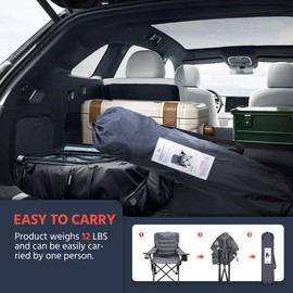 OUTSIDER Folding Camping Chair 300LB Capacity, Portable Outdoor Lawn Chairs with Ergonomic Lumbar Support, Cooler Bag, Cup Holder, Pockets, Headrest for Beach, Lawn, Hiking (Style-1, 1pc)