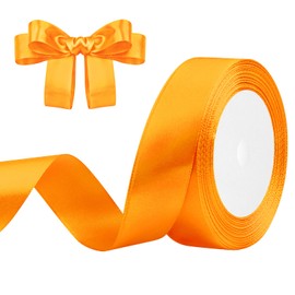 Orange Solid Satin Ribbon, 1Inch x 25 Yards Silk Fabric Ribbons for Crafts, Gift Wrapping, Hair Bows, Floral Bouquets, Sewing, Wedding Party Decoration and More