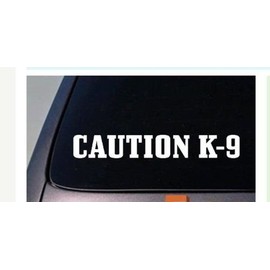3LEGENDS LLC Caution K-9 Dog on Board 2 Pieces 0f 12" inches. Gloss White Vinyl Decal Window Sticker (12", White)