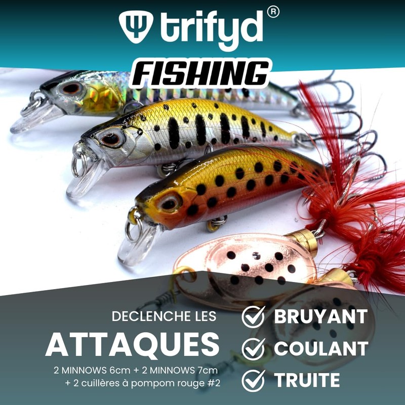 trifyd ® Trout fishing lures and spinning spoons, Pack of