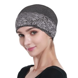 Lace Turban Head Wrap Head Coverings for Women Sleep Caps for Women Short Hair Grey