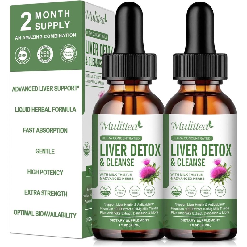 Mulittea 2x Liver Cleanse & Detox Support Supplement Liquid Drop