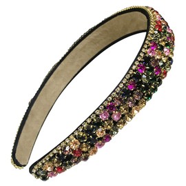 Lurrose Rhinestone Padded Headband Wide Bejewelled Hairband Crystal Diamond Hair Hoop for Women