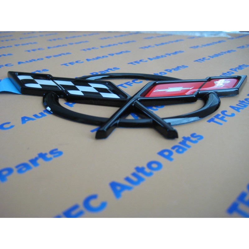 GM Chevy Corvette C5 Rear Cross Flags Emblem Factory OEM