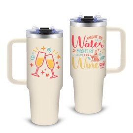 xiiai Wine Tumbler Gifts, 30 oz Tumbler with Handle and Straw, Stainless Steel Double Wall Vacuum Insulated Cup Hold Hot Cold - 30 oz Travel Mug with Lid Tumblers for Work Physical Training