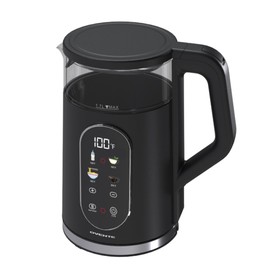 OVENTE Electric Kettle 1500W Fast Boiling Water Heater with 1.7L Double Wall Insulated Borosilicate Glass Interior, Digital Touchscreen, Keep Warm, Auto-Shut Off and Boil-Dry Protection, Black KD96B