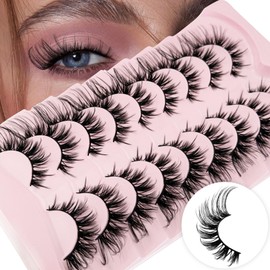 Cat Eye Lashes Wispy False Eyelashes Yasnai Volume Thick Lashes Strips Lashes Fake Lashes Natural Eyelashes 9 Pairs Pack