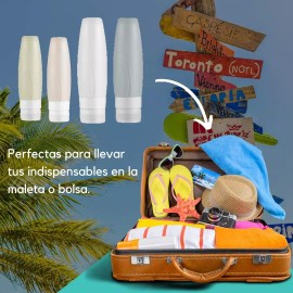 Moon & Back Kit Botellas De Silicona Para Viaje 4 Pack Dispensadores