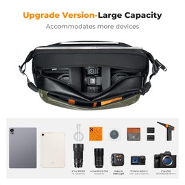 K&F Concept 2 in 1 Sling Bag 12L Everyday Shoulder Bag & Multifunction Photography Crossbody Camera DSLR Backpack Portable Bag