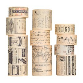 10 Rolls Vintage Washi Tape Set, Vintage Masking Tape, Decorative Tape, Nostalgic Style Decorative Stickers, for Scrapbooking DIY Craft Accessories (Total 30 m)