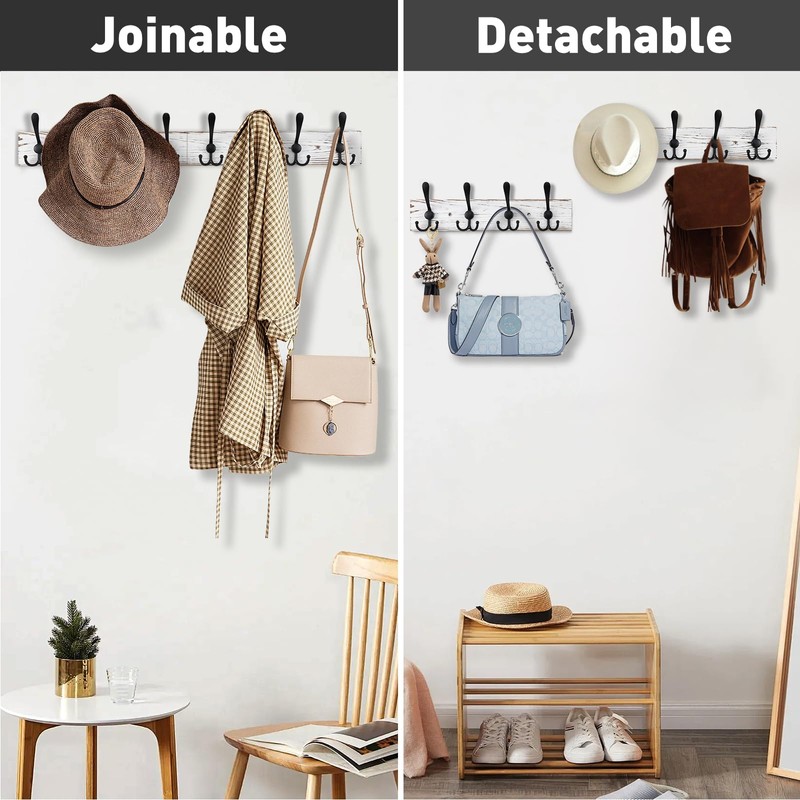 Kuhome 32.2'' Large Coat Rack Wall Mount Coat Hooks with
