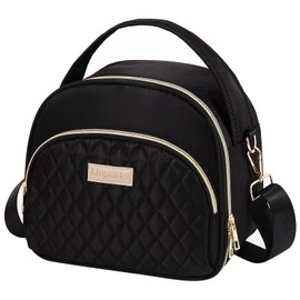 LLEGASTE Black Cute Insulated Lunch Tote Bag for Women Work,Reusable Adult Lunch Box for Women, Stylish Wide Open Cooler Bag for Work(Black)