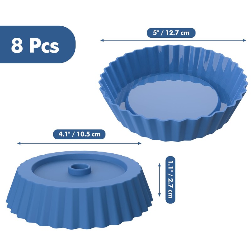 Webake - Molde de silicona para quiche, 8 moldes redondos